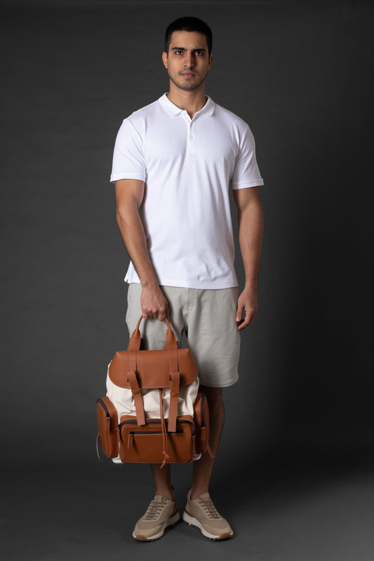 Bermuda Chino Slim Bolso Faca Cós 1/2 Elástico - Areia