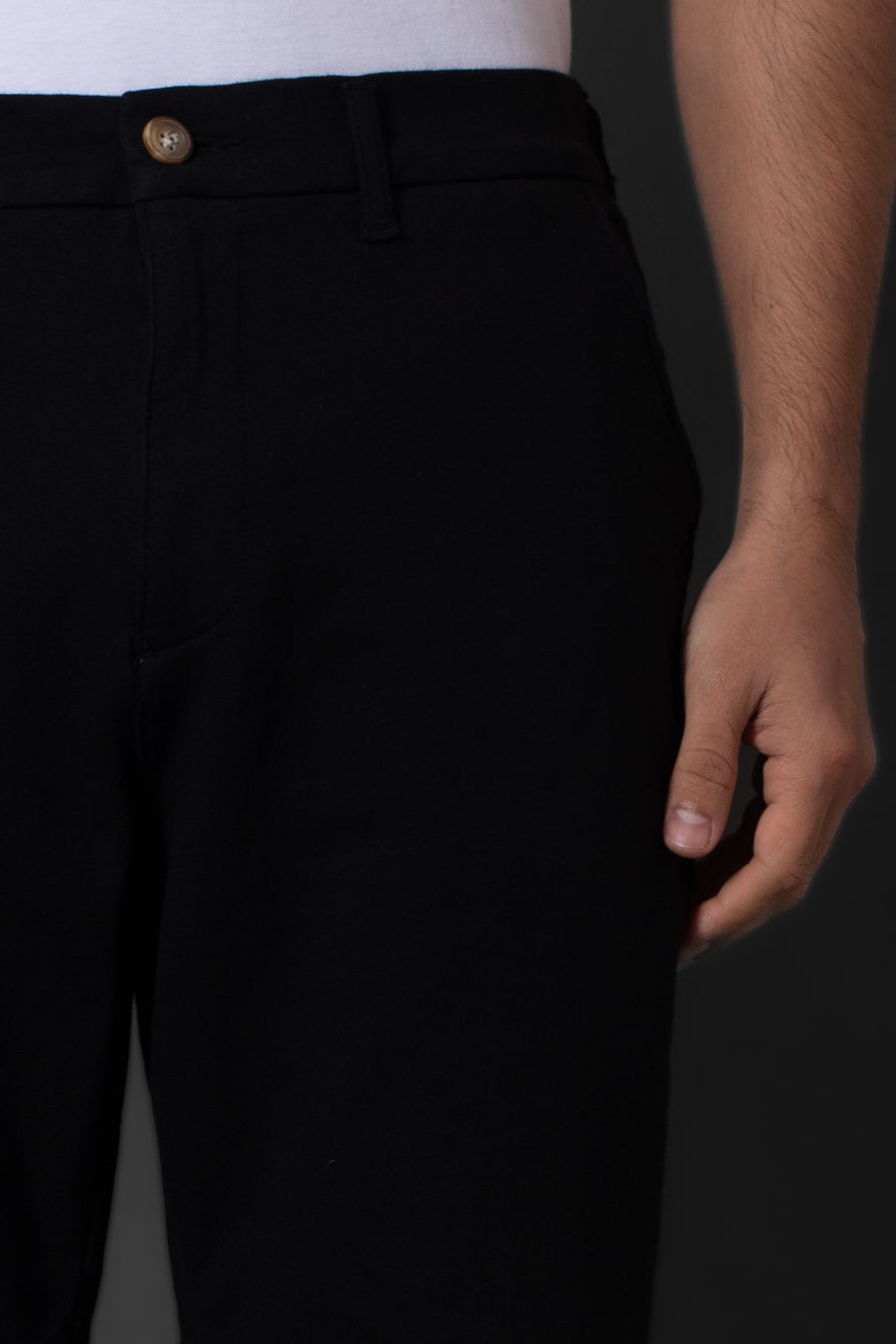 Bermuda Chino Slim Bolso Faca Cós 1/2 Elástico - Preto