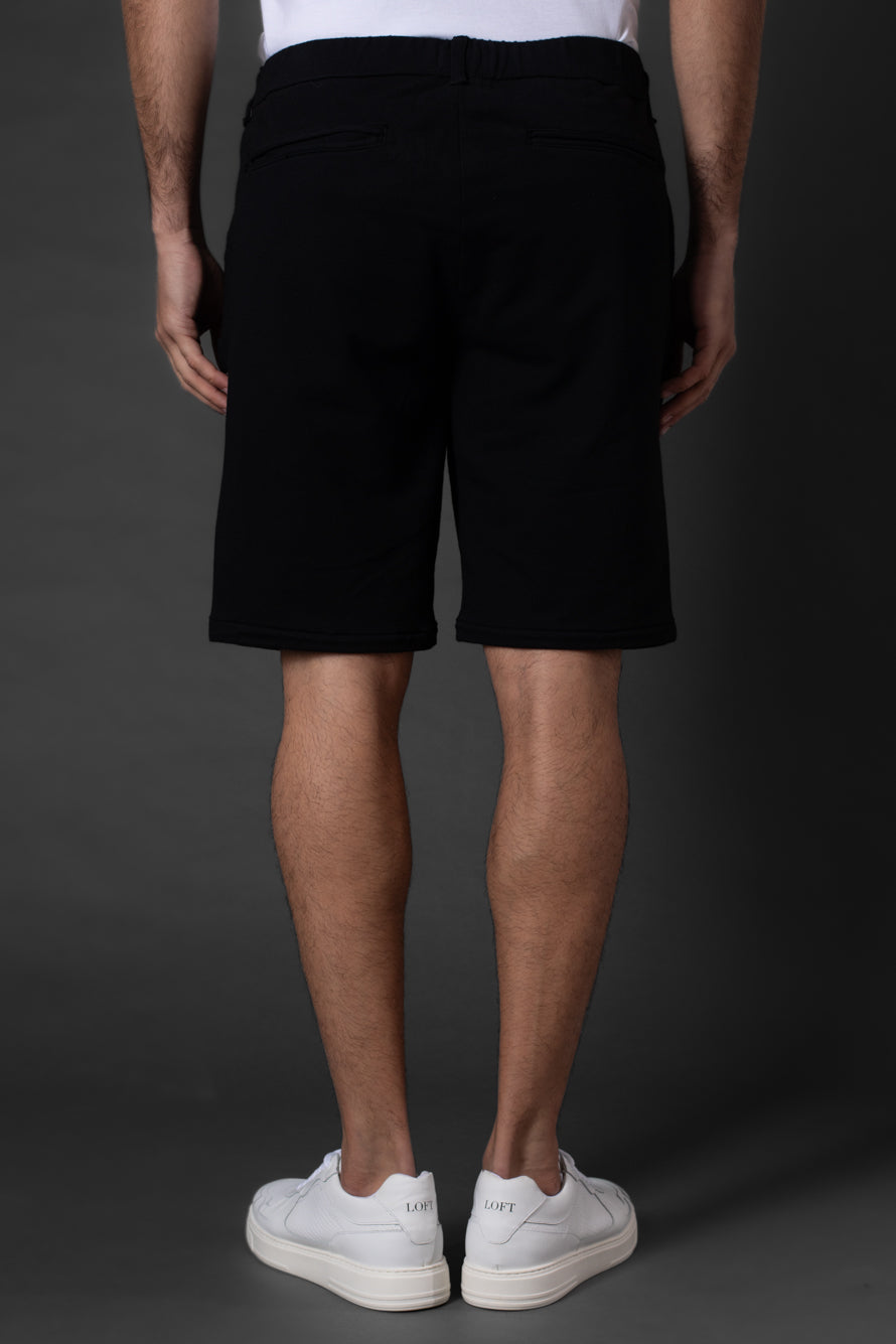 Bermuda Chino Slim Bolso Faca Cós 1/2 Elástico - Preto