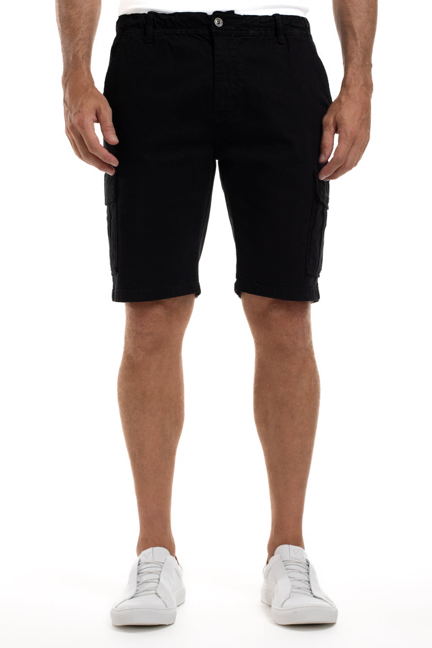 Bermuda De Sarja Cargo Com Elástico - Preto