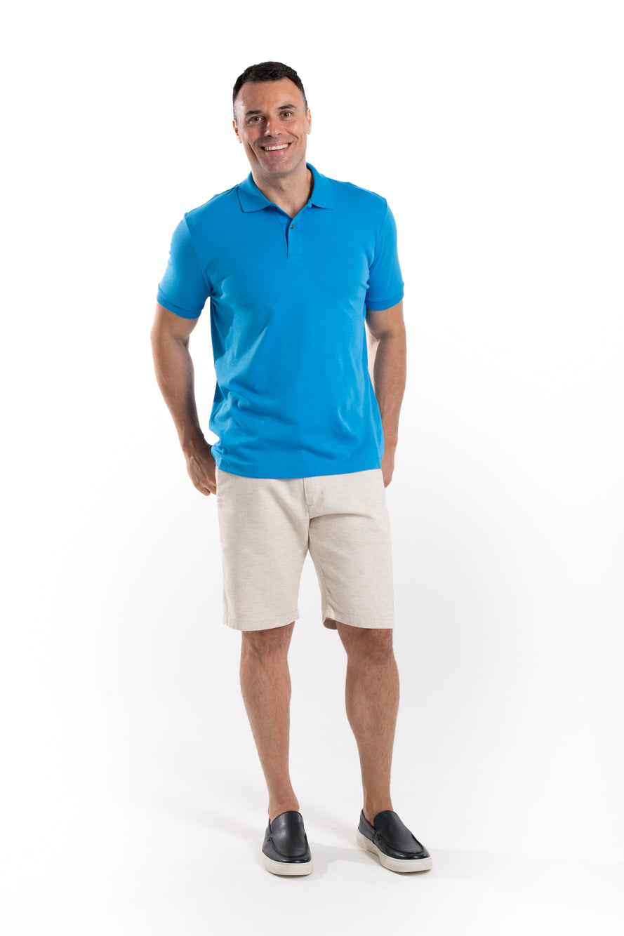 Bermuda Algodão Com Linho Bolso Faca - Areia