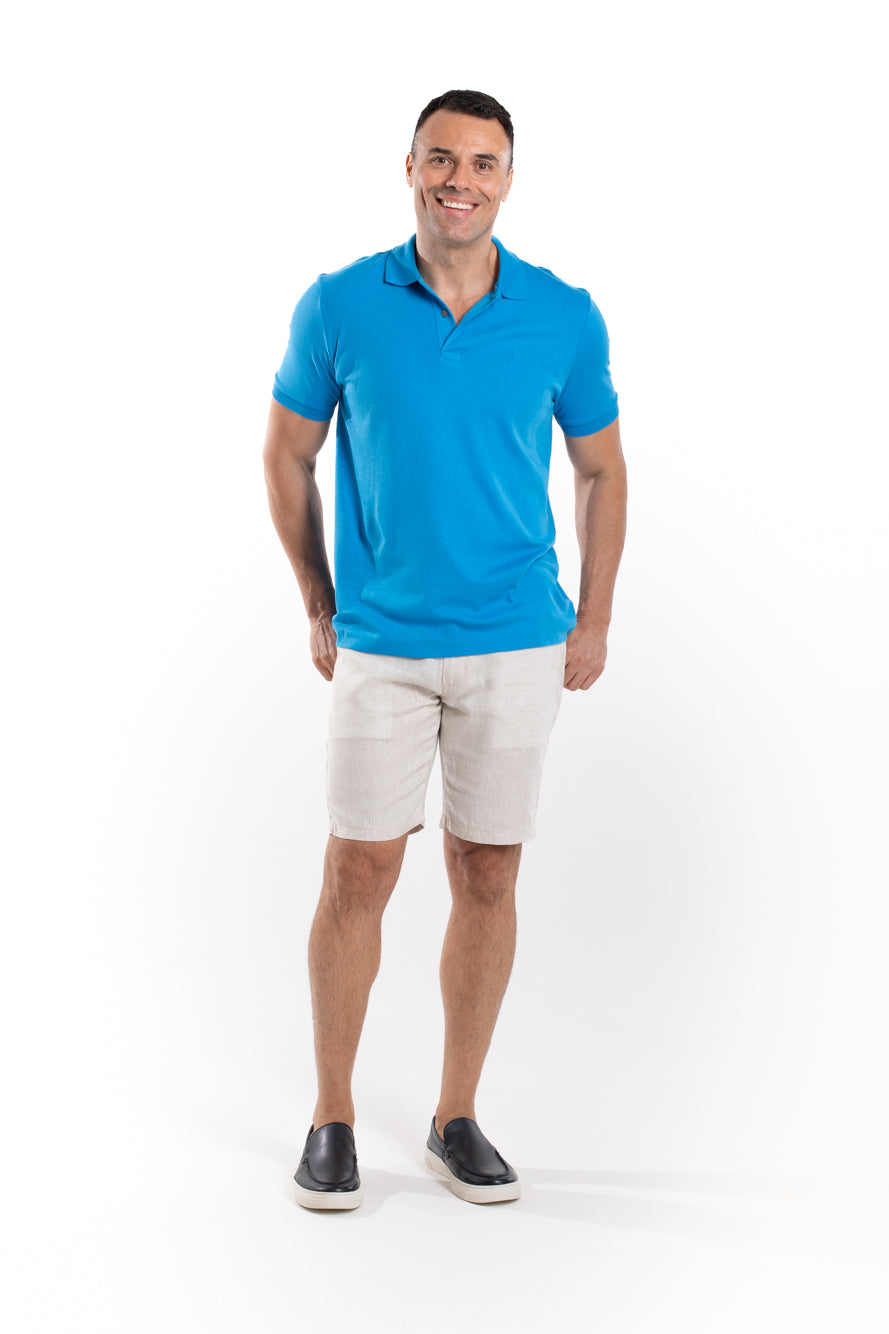 Bermuda Linho Bolso Faca Cós Elástico - Areia