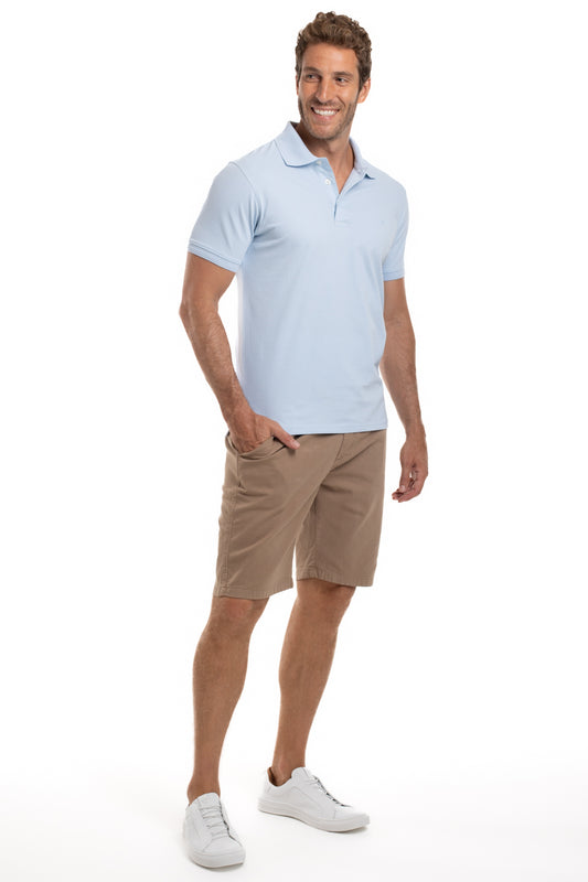 Bermuda Sarja Bolso Faca 1/2 Elástico - Bege