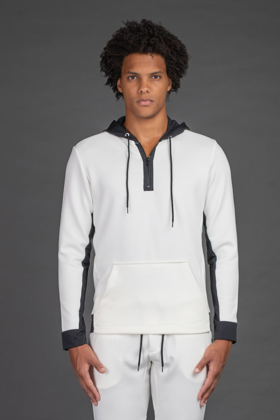 Blusão Neoprene Com Capuz - Off White