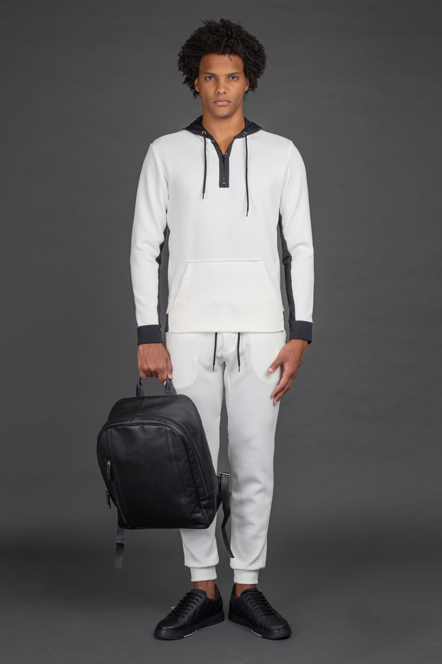 Blusão Neoprene Com Capuz - Off White