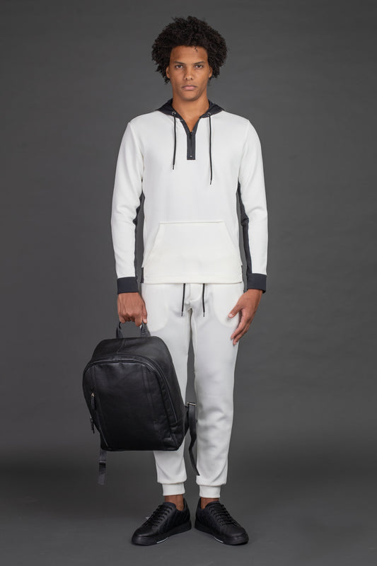 Blusão Neoprene Com Capuz - Off White