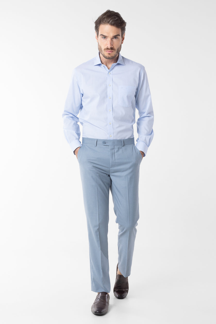 Camisa Manga Longa Lisa Premium - Azul Céu