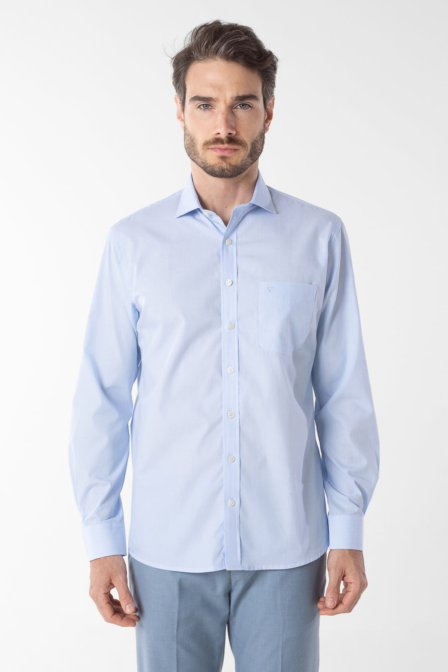 Camisa Manga Longa Lisa Premium - Azul Céu