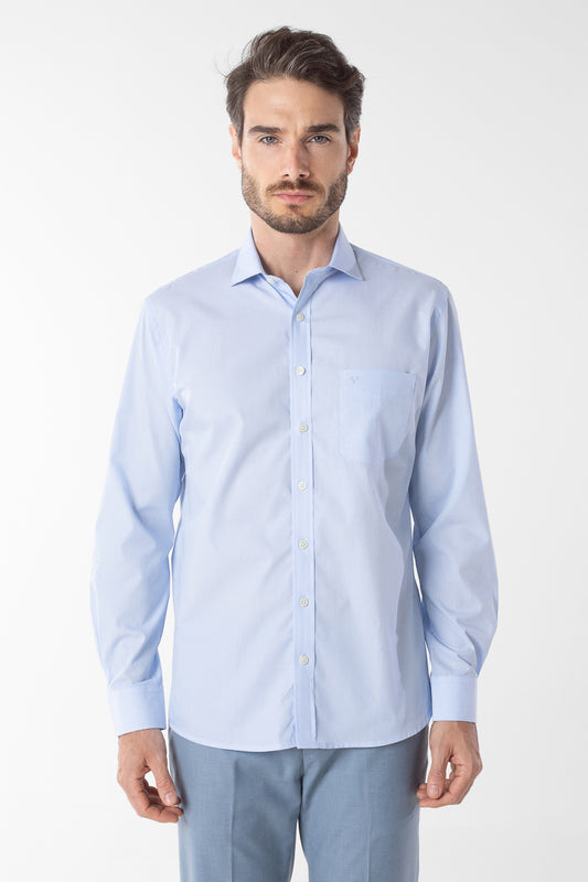 Camisa Manga Longa Lisa Premium - Azul Céu
