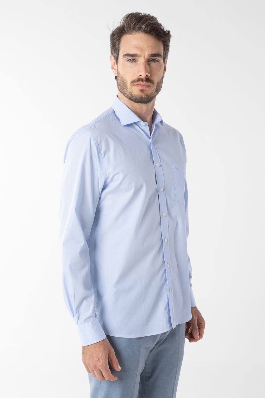 Camisa Manga Longa Lisa Premium - Azul Céu