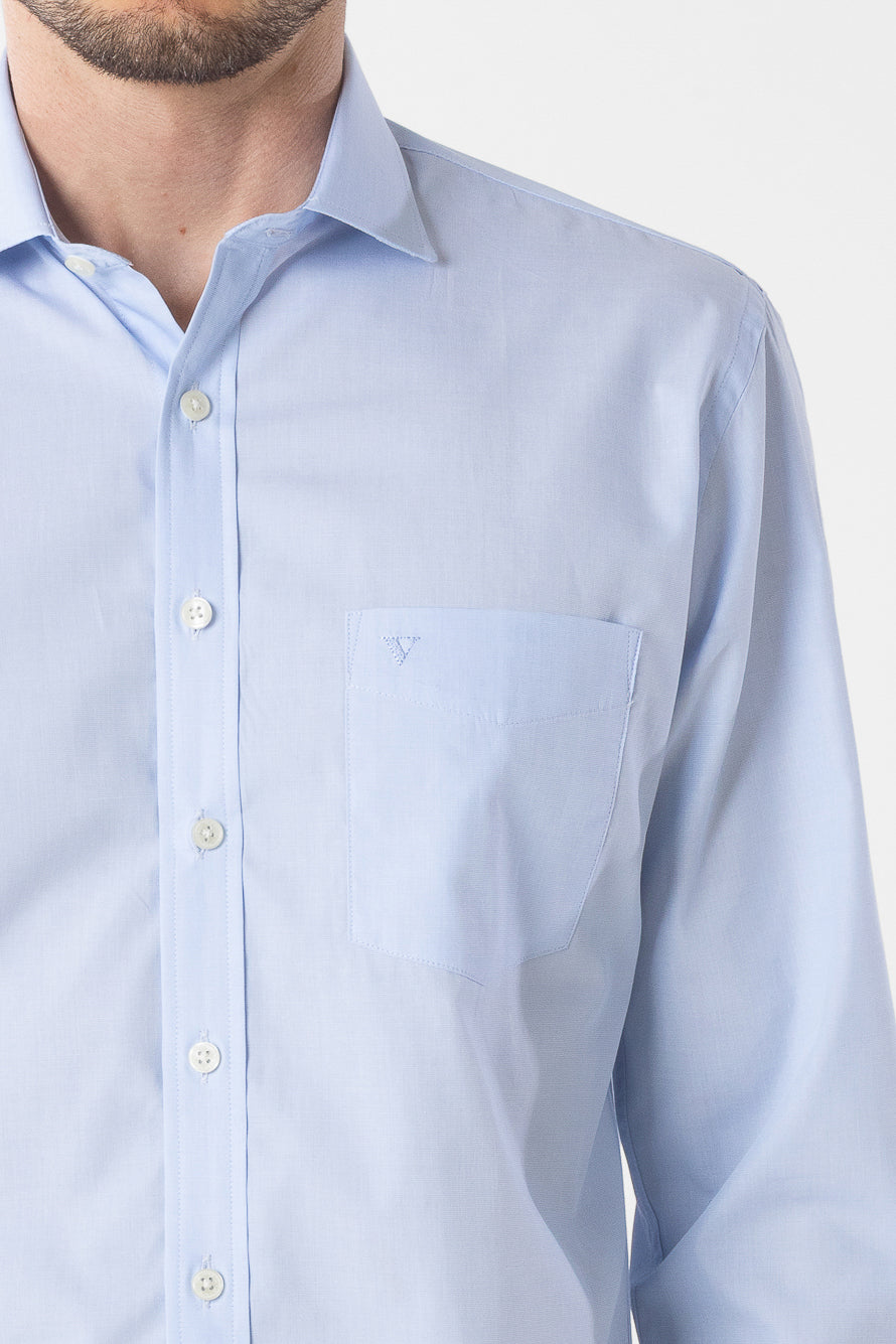 Camisa Manga Longa Lisa Premium - Azul Céu