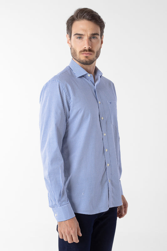 Camisa Manga Longa Xadrez Premium - Azul