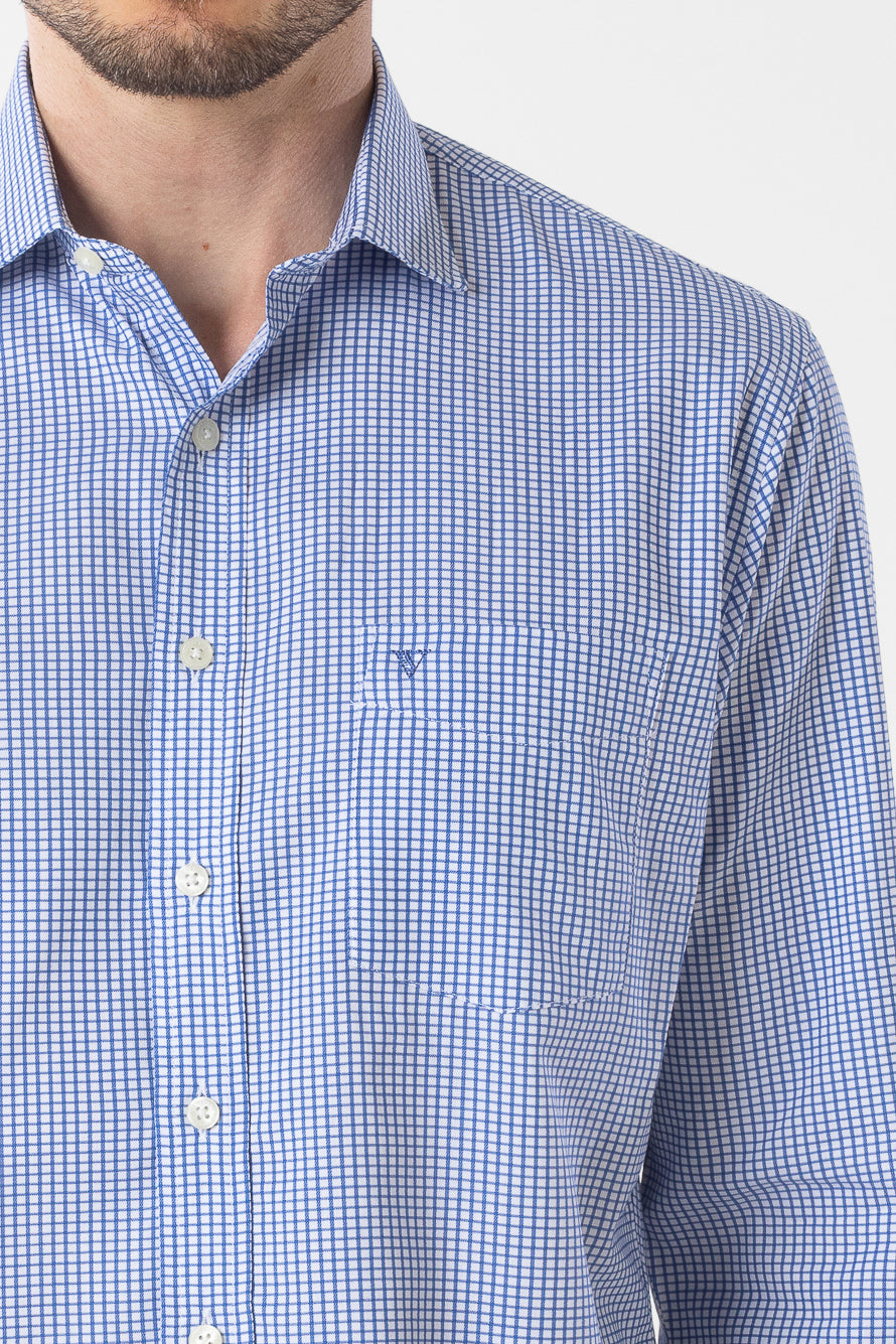 Camisa Manga Longa Xadrez Premium - Azul