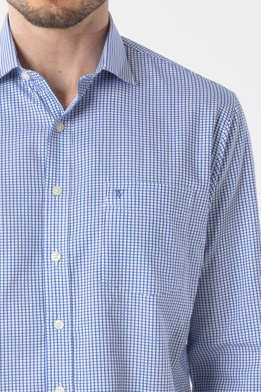 Camisa Manga Longa Xadrez Premium - Azul
