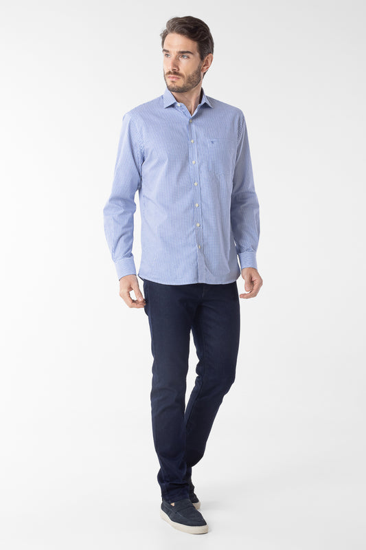 Camisa Manga Longa Xadrez Premium - Azul