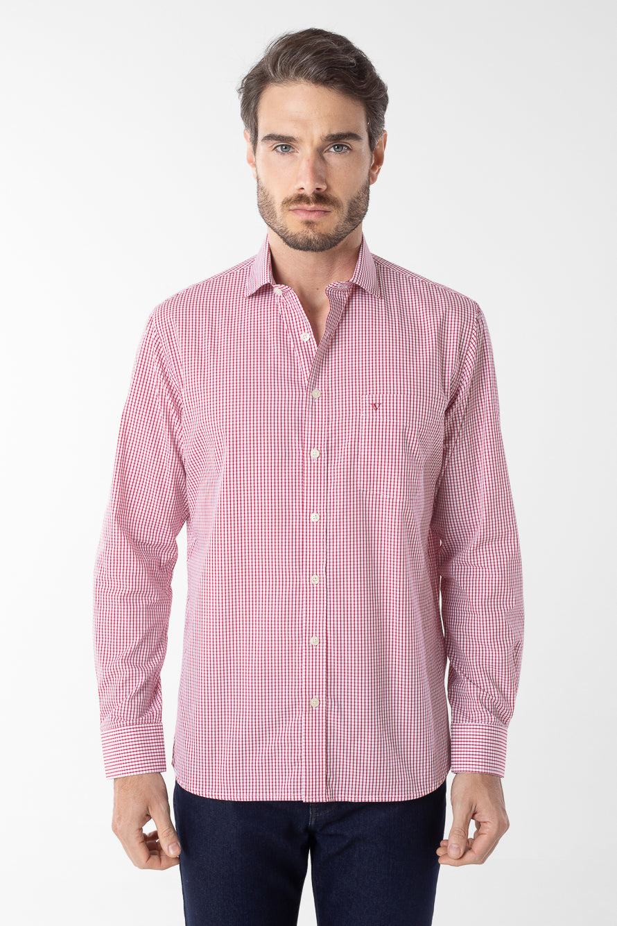 Camisa Manga Longa Xadrez Premium - Vermelho