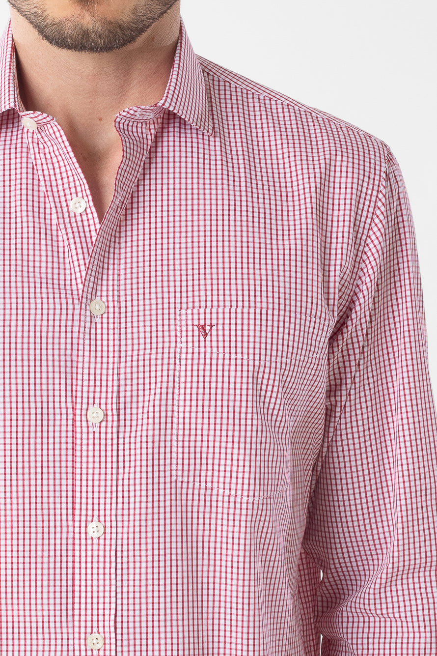 Camisa Manga Longa Xadrez Premium - Vermelho