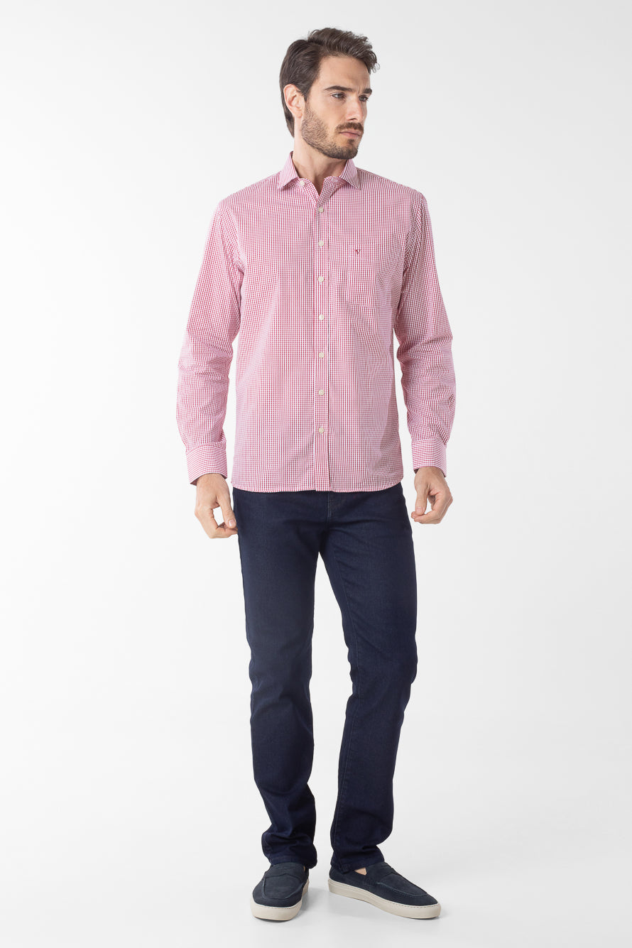 Camisa Manga Longa Xadrez Premium - Vermelho