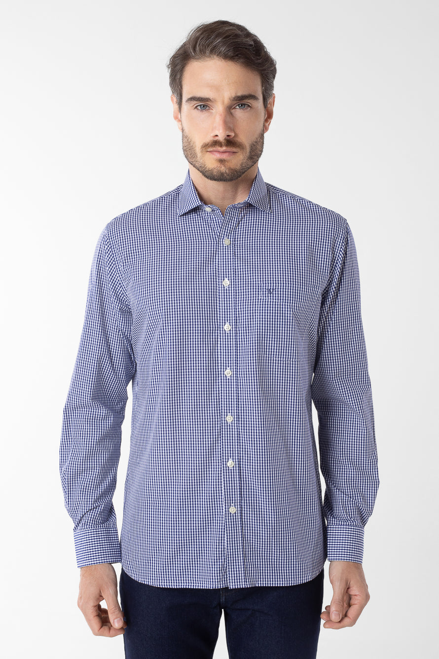 Camisa Manga Longa Xadrez Premium - Marinho