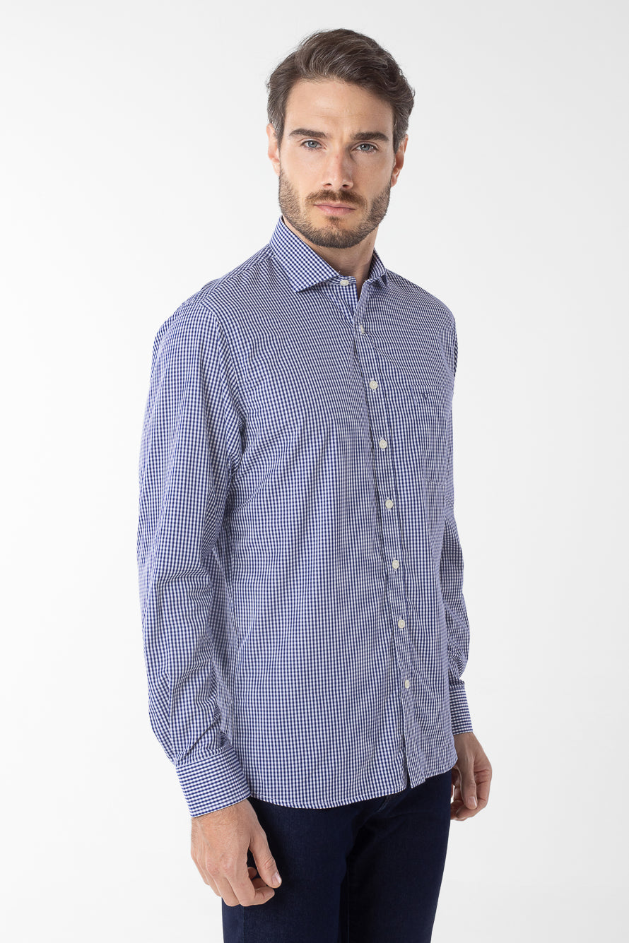 Camisa Manga Longa Xadrez Premium - Marinho