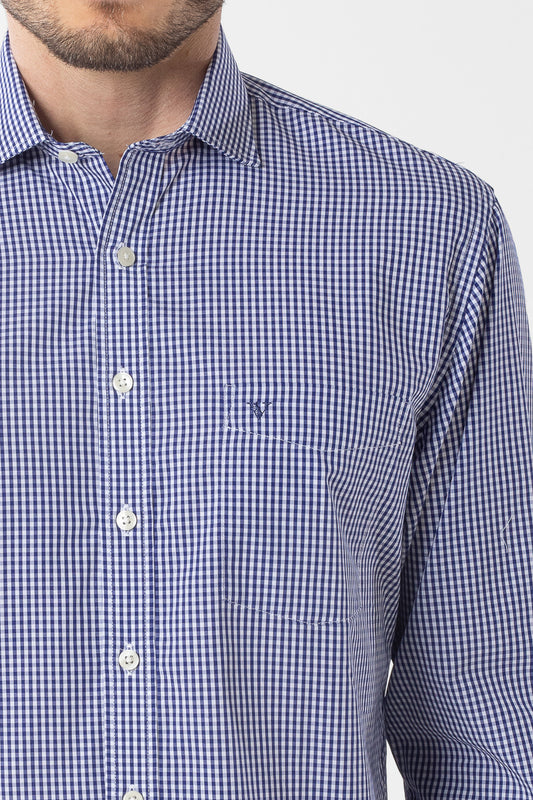 Camisa Manga Longa Xadrez Premium - Marinho
