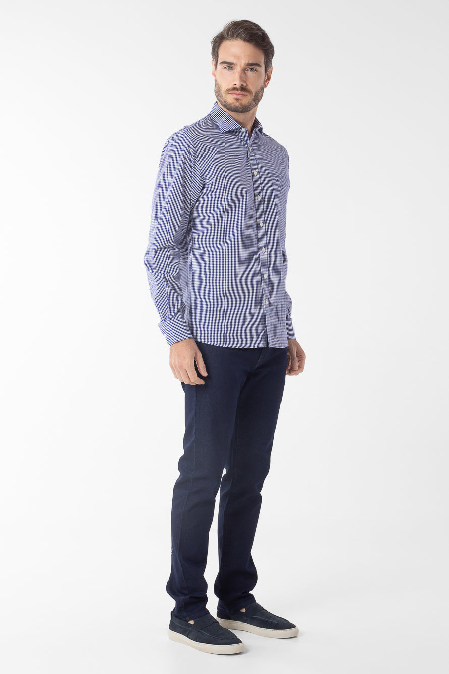 Camisa Manga Longa Xadrez Premium - Marinho