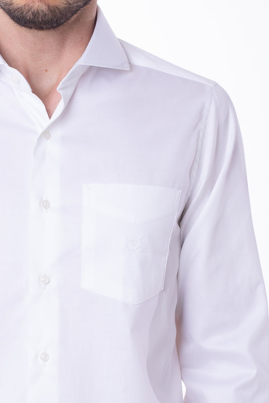 Camisa Manga Longa Cetim Lisa - Branco