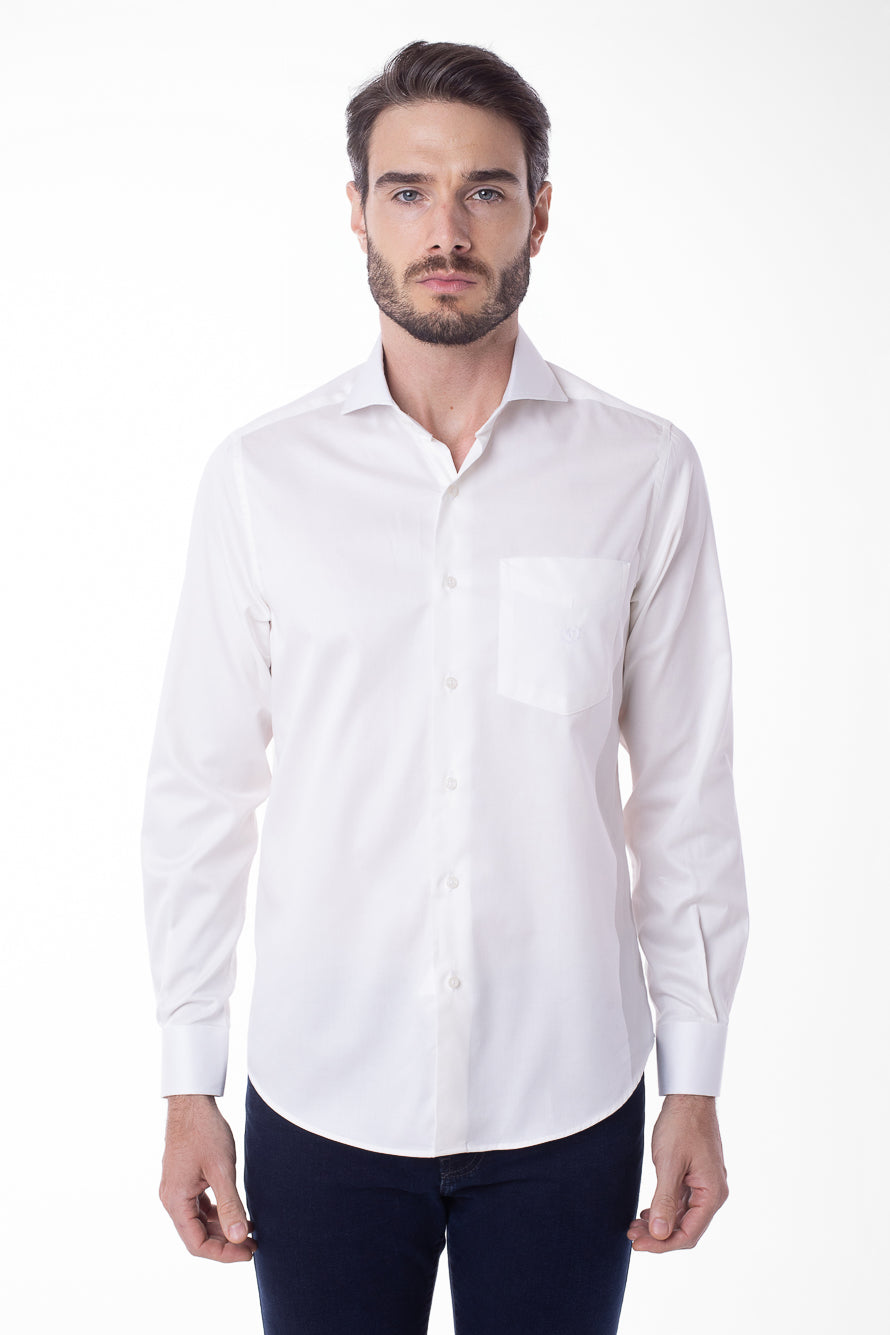 Camisa Manga Longa Cetim Lisa - Off White