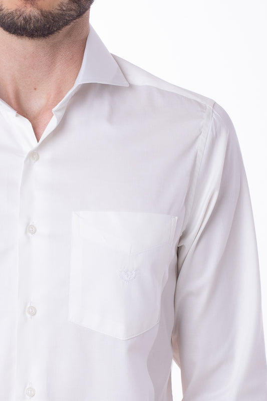 Camisa Manga Longa Cetim Lisa - Off White