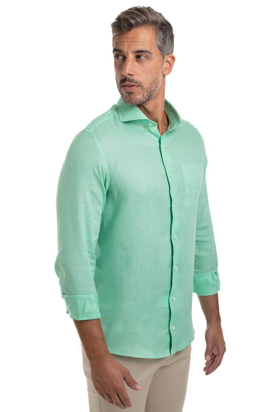 Camisa Slim Linho - Verde