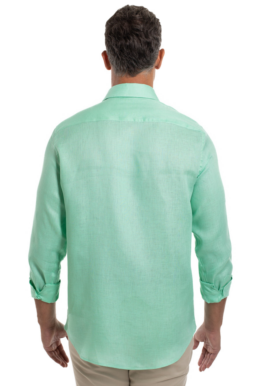 Camisa Slim Linho - Verde