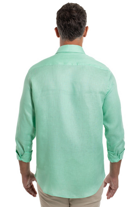Camisa Slim Linho - Verde