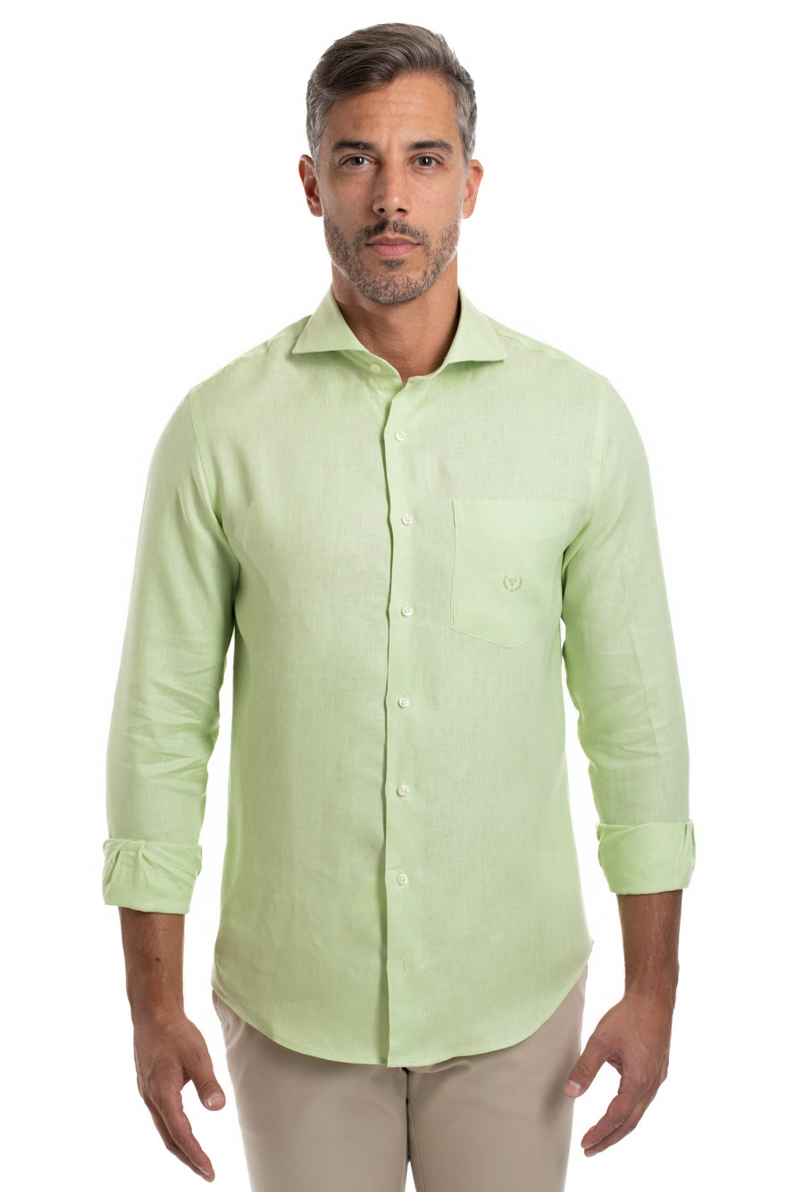 Camisa Slim Linho - Verde Limao