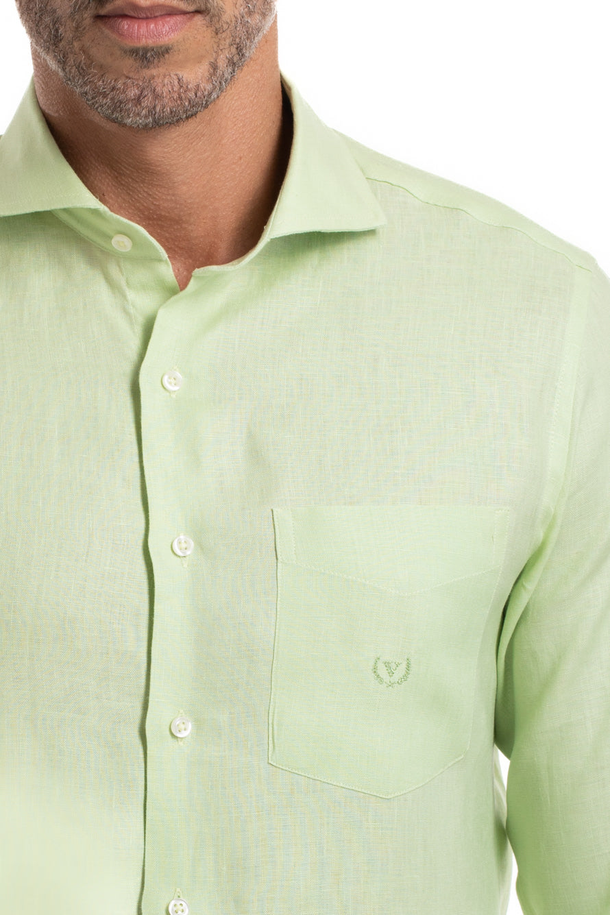 Camisa Slim Linho - Verde Limao
