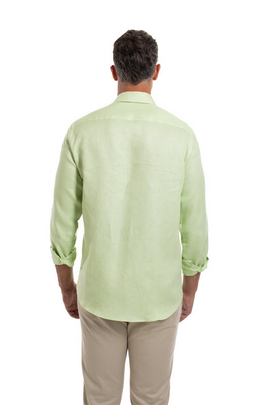 Camisa Slim Linho - Verde Limao