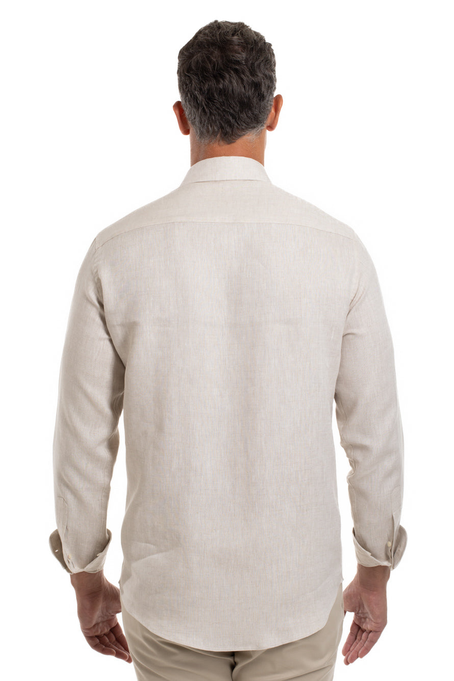 Camisa Slim Linho - Areia