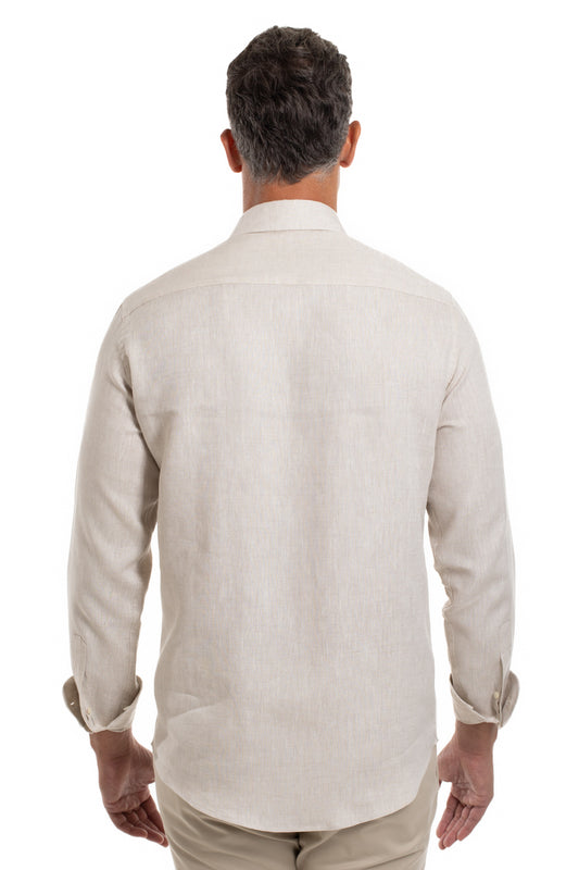 Camisa Slim Linho - Areia