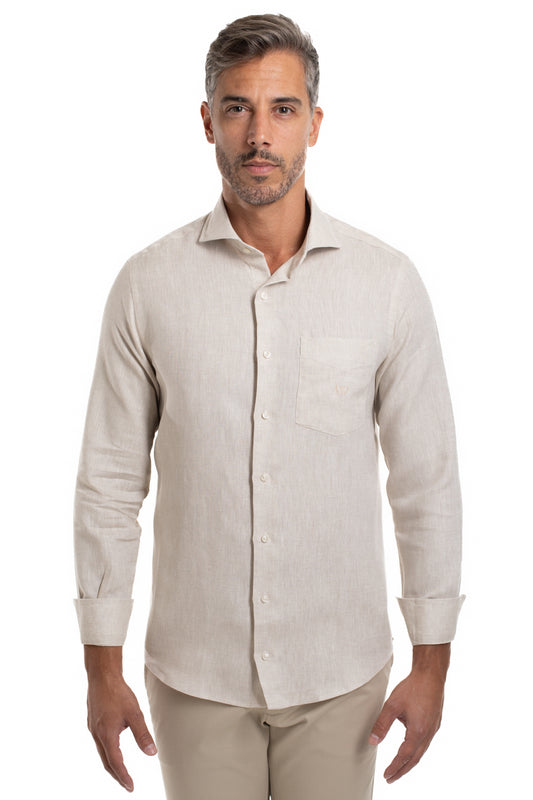 Camisa Slim Linho - Areia