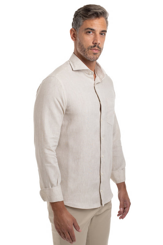 Camisa Slim Linho - Areia