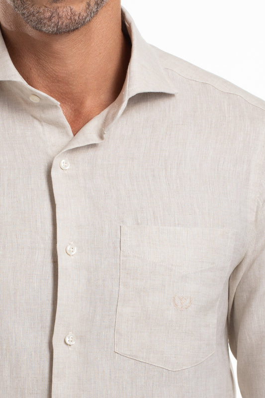 Camisa Slim Linho - Areia