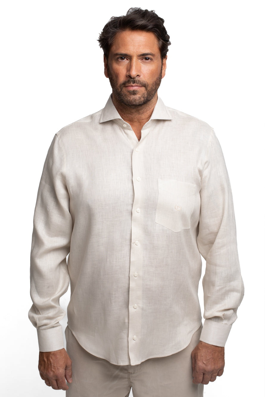 Camisa Manga Longa Linho - Bege