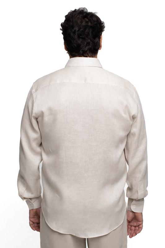Camisa Manga Longa Linho - Bege