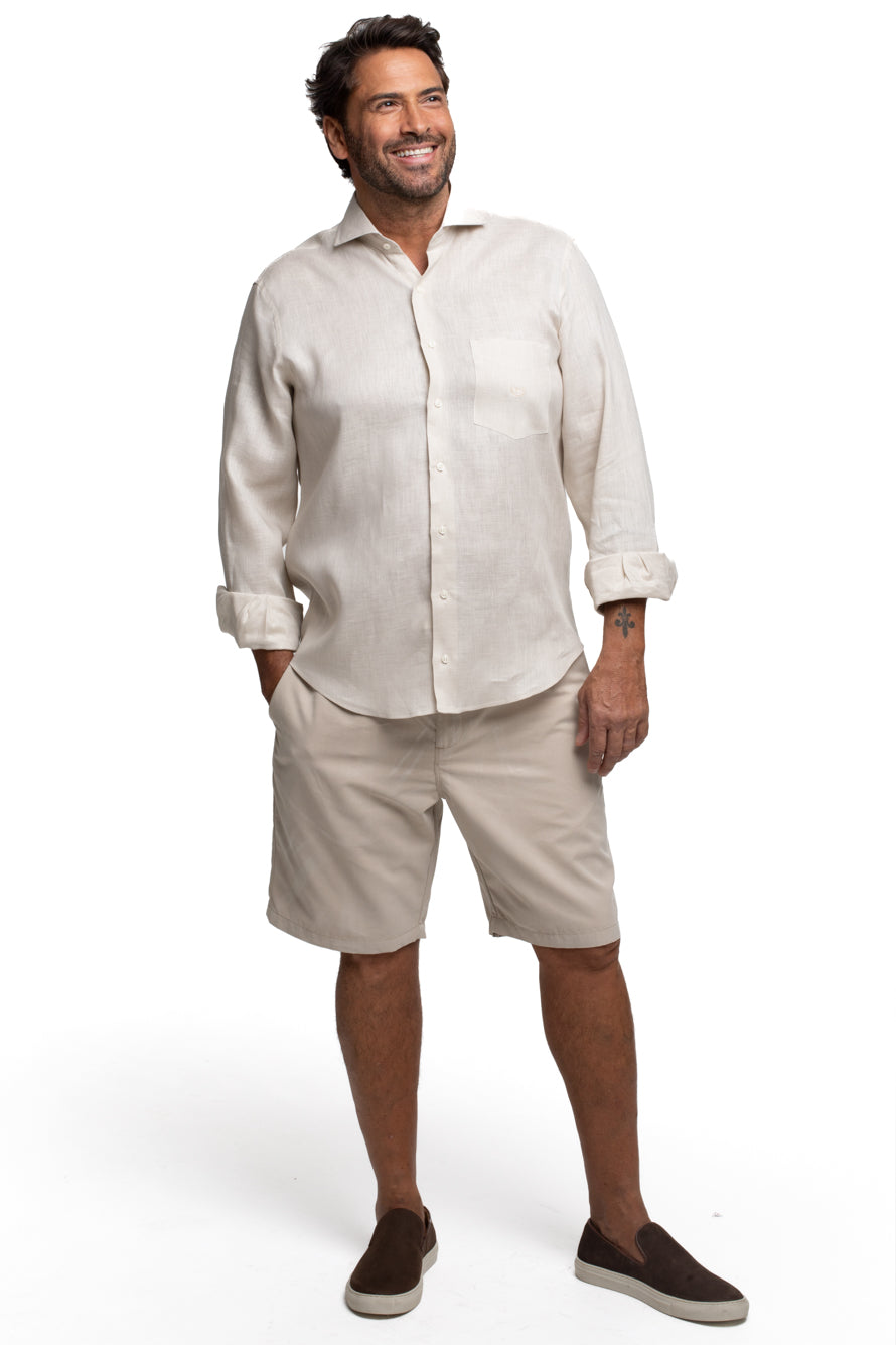 Camisa Manga Longa Linho - Bege