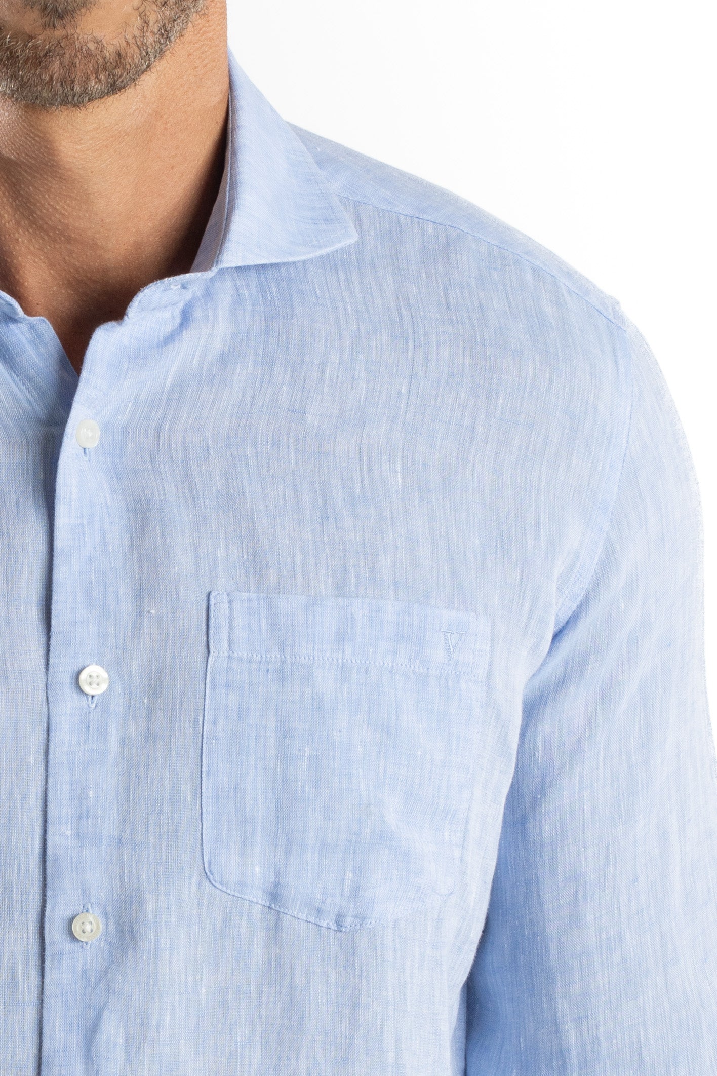 Camisa Manga Longa Linho - Azul.