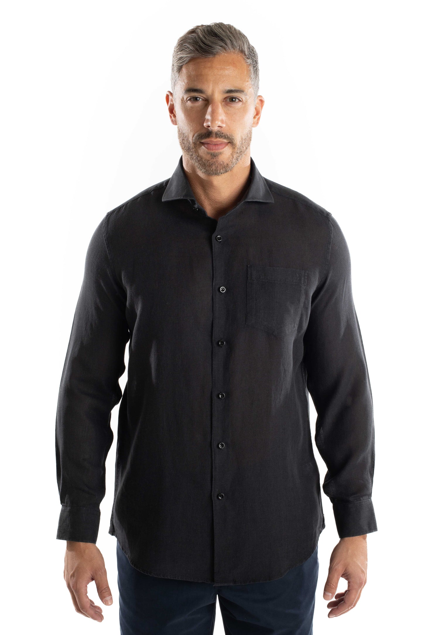 Camisa Manga Longa Linho - Marinho Noite