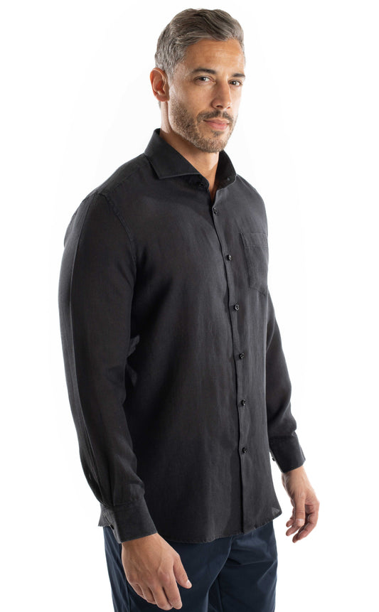Camisa Manga Longa Linho - Marinho Noite