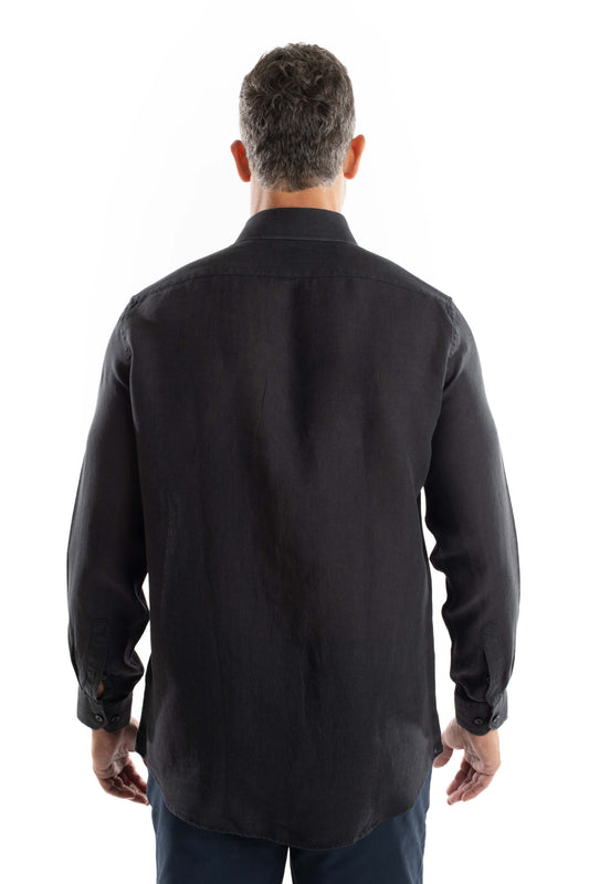 Camisa Manga Longa Linho - Marinho Noite