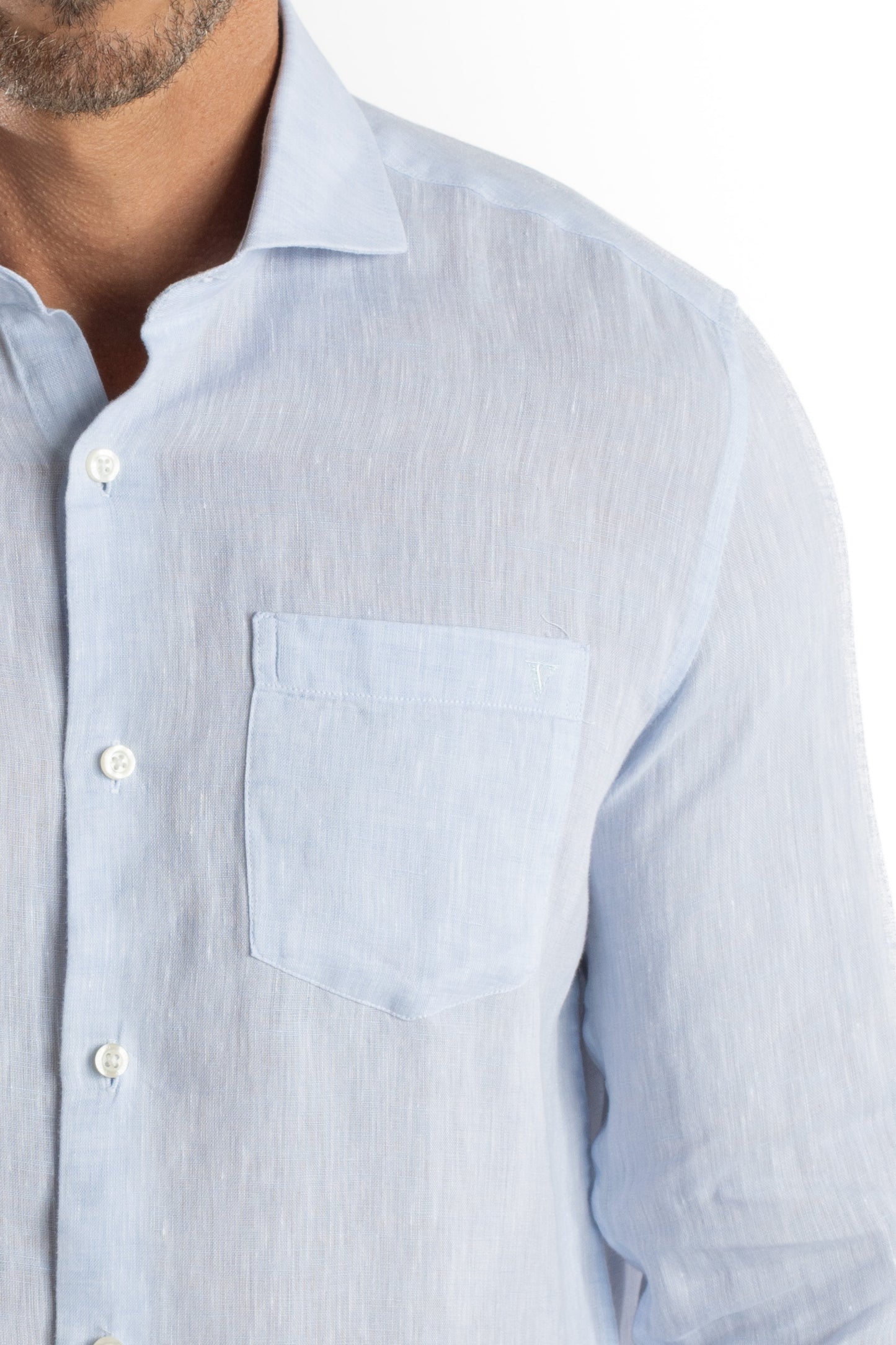 Camisa Manga Longa Linho - Azul Claro