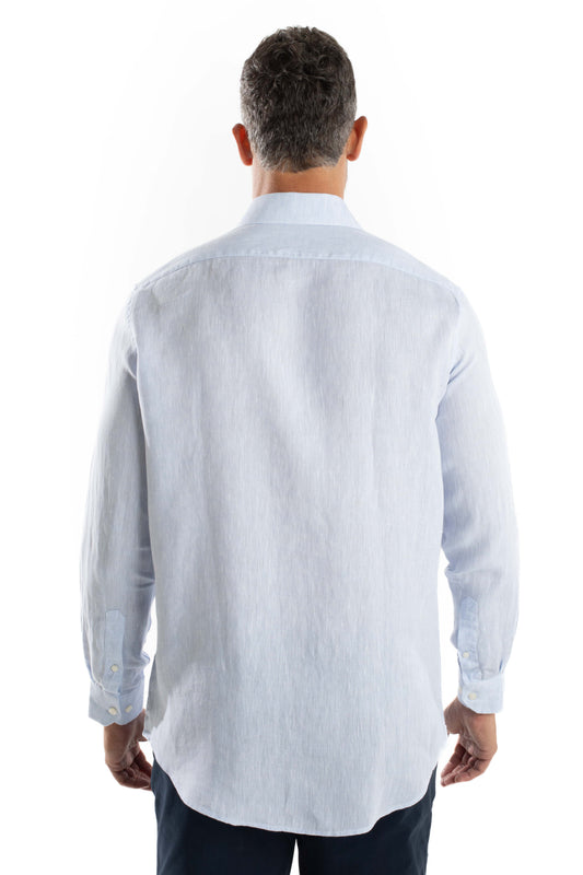 Camisa Manga Longa Linho - Azul Claro