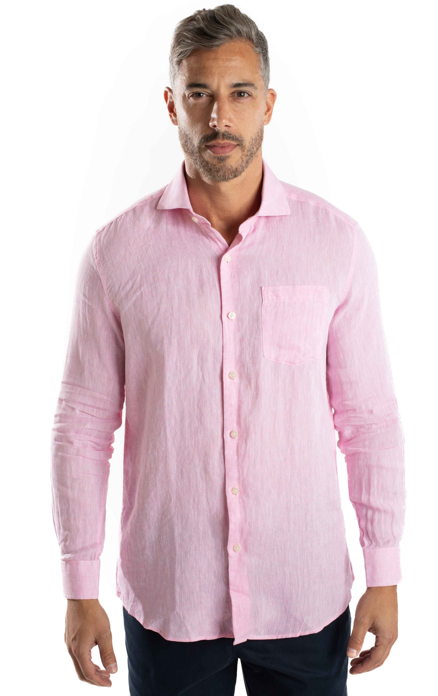 Camisa Manga Longa Linho - Rosa